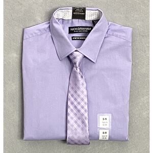 Nick Graham Men's Small 14.5-15 32/33 Dress Shirt & Tie Lavender Modern Fit NEW